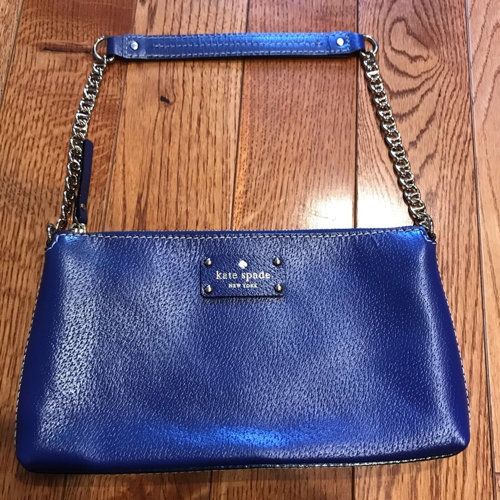 NWOT Kate Spade royal blue handbag w gold chain